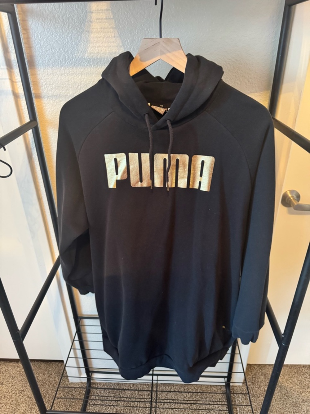 Puma Men’s Black Hoodie with Gold Logo Print
